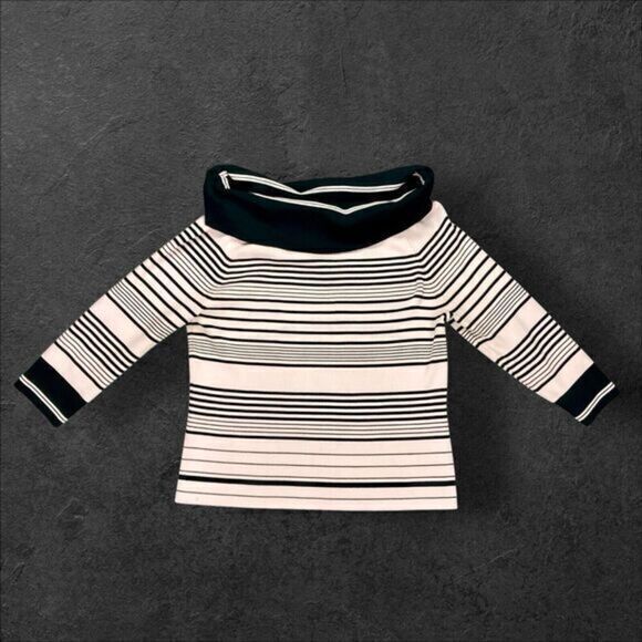 CYRUS Off The Shoulder Sweater Womens L Pink Black Trim Business Casual Pullover - Picture 1 of 13